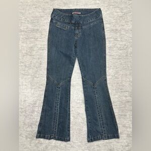 Y2K Brawd Panel Flare Jeans Mid Rise Bootcut Contrast Stitch Denim